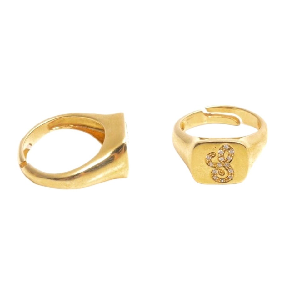 Anelli Articoli personalizzabili | Anello Chevalier Letter Luxury Square